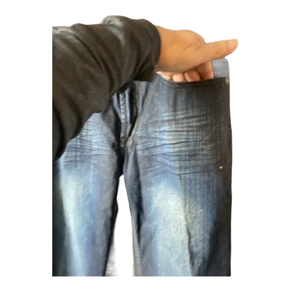 Helix Mens Size 34x32 Straight Leg Jeans Blue Dark Wash Denim Button Flap Pocket - Picture 3 of 7